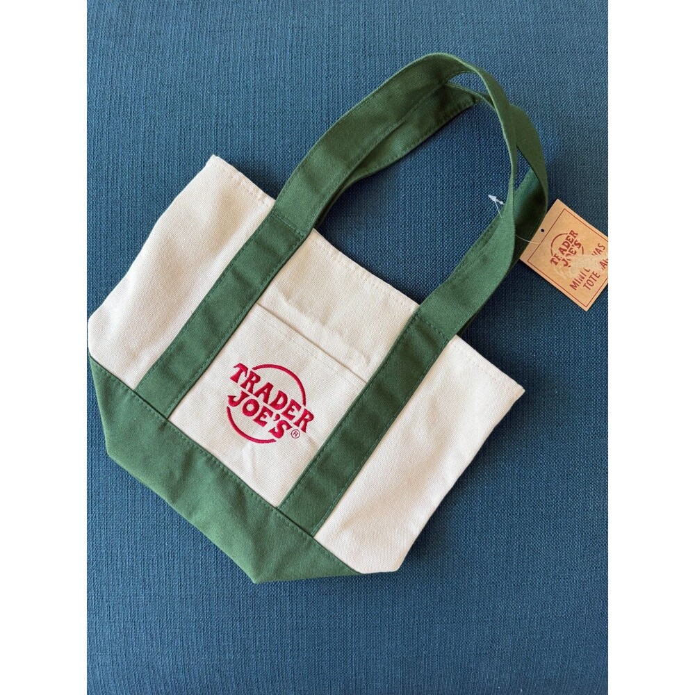 Holiday 2025 - Green Trader Joe's Canvas Mini Tote Bag - New With Tags